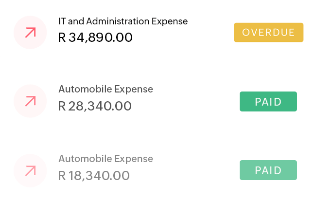 Summary of payables with their amount and status