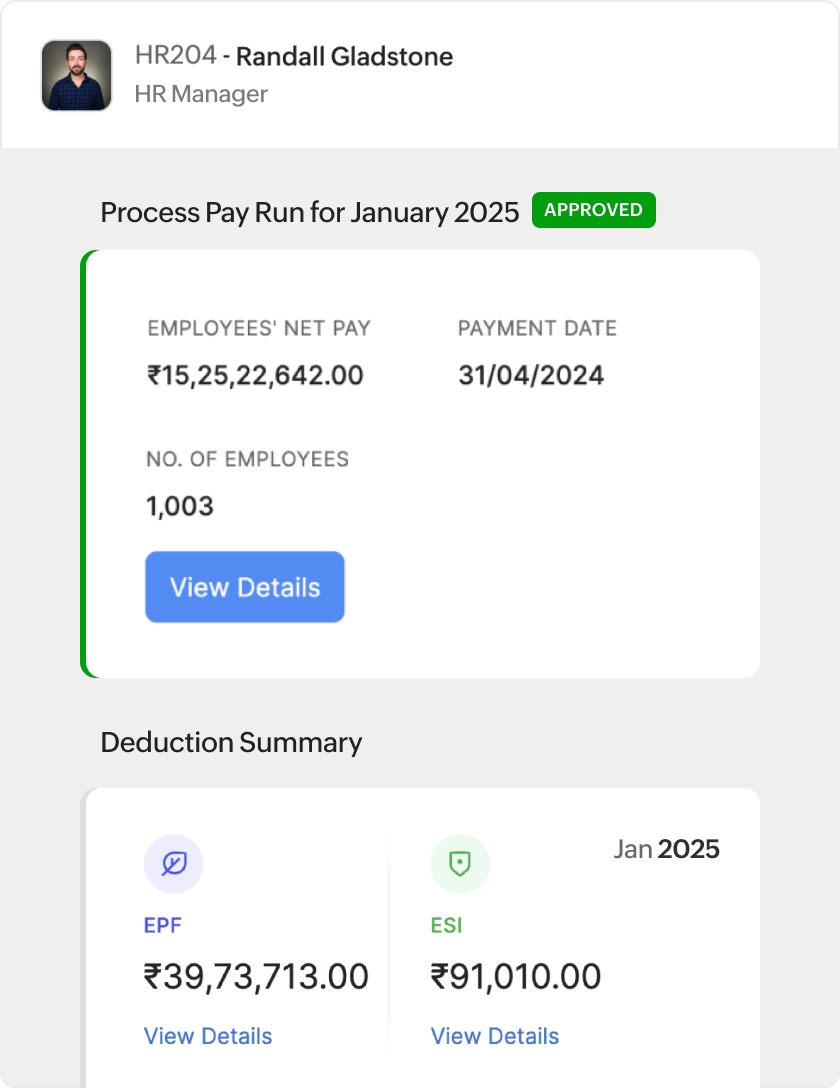 Pay run in Zoho Payroll
